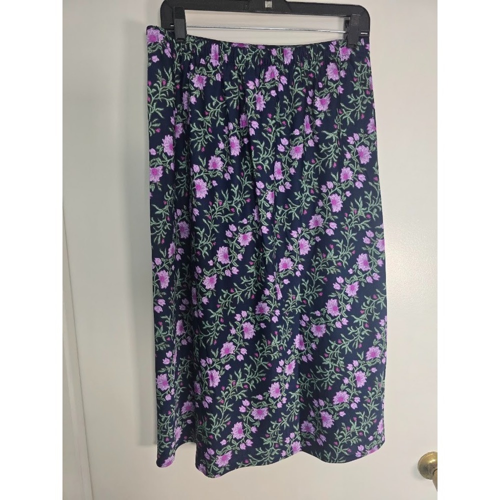 J Crew Floral Midi Skirt Women's Medium Navy Purple Print